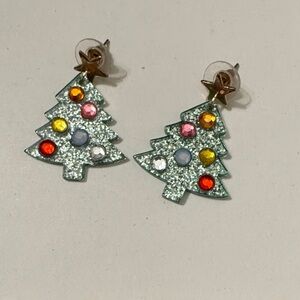 Festive Christmas Tree Earrings with Colorful Accents